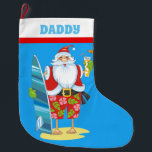 Grande Chaussette De Noël Christmas beach Père Noël Holiday ajouter le texte<br><div class="desc">design par Prints Of Joy à www.digiwebstudio.com</div>