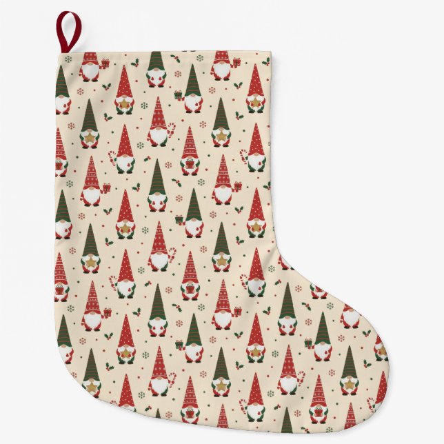 Grande Chaussette De Noël Christmas Gnome Party Pattern (Devant)