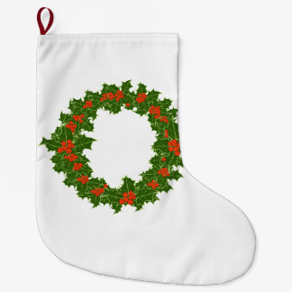 Grande Chaussette De Noël Christmas Holly Wreath