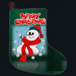 Grande Chaussette De Noël Christmas Stocker, Snowman<br><div class="desc">Stockage de Noël Ce stockage de Noël customisé est attrayant pour Père Noël de petits cadeaux. Quelque chose pour tous,  Maria lurdis afonso,  https://www.zazzle.com/succeedinbeautybarb</div>