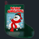 Grande Chaussette De Noël Christmas Stocker, Snowman<br><div class="desc">Stockage de Noël Ce stockage de Noël customisé est attrayant pour Père Noël de petits cadeaux. Quelque chose pour tous,  Maria lurdis afonso,  https://www.zazzle.com/succeedinbeautybarb</div>
