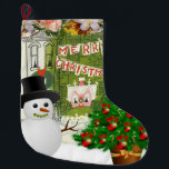 Grande Chaussette De Noël Christmas Stocker, Snowman<br><div class="desc">Stockage de Noël Ce stockage de Noël customisé est attrayant pour Père Noël de petits cadeaux. Quelque chose pour tous,  Maria lurdis afonso,  https://www.zazzle.com/succeedinbeautybarb</div>