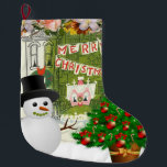 Grande Chaussette De Noël Christmas Stocker, Snowman<br><div class="desc">Stockage de Noël Ce stockage de Noël customisé est attrayant pour Père Noël de petits cadeaux. Quelque chose pour tous,  Maria lurdis afonso,  https://www.zazzle.com/succeedinbeautybarb</div>