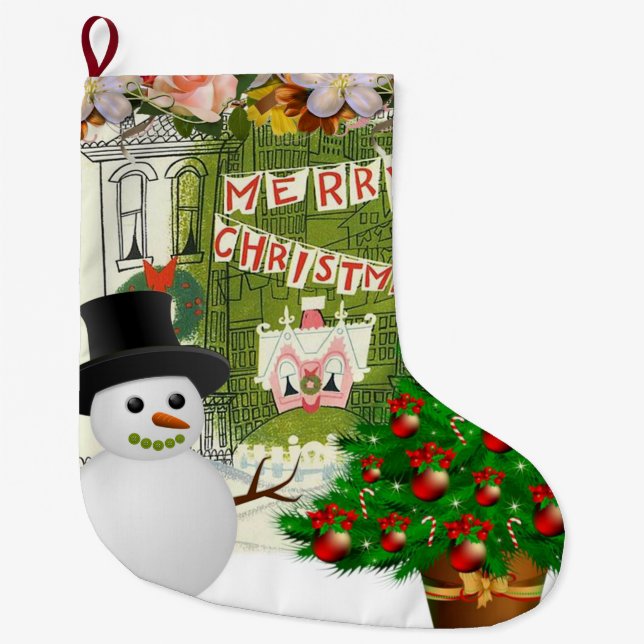 Grande Chaussette De Noël Christmas Stocker, Snowman (Devant)