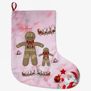 Grande Chaussette De Noël Christmas Stocker, Snowman Gingerbread Homme Elf