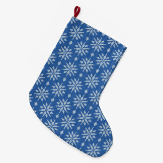 Grande Chaussette De Noël Chute de Neige Tricotée
