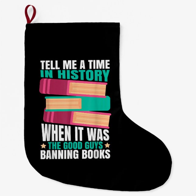 Grande Chaussette De Noël Citation de livres interdits (Devant)