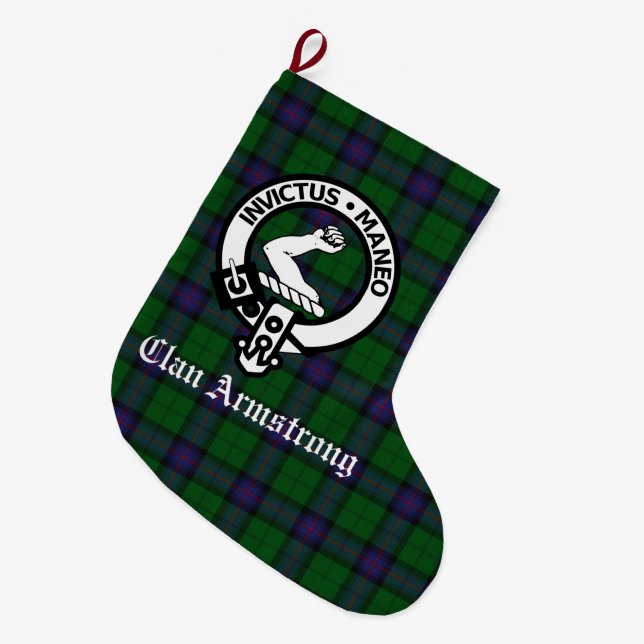 Grande Chaussette De Noël Clan Armstrong Crest Badge Tartan (Devant (Accrochage))