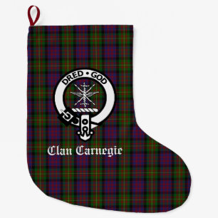 Grande Chaussette De Noël Clan Carnegie Crest Badge & Tartan personnalisable