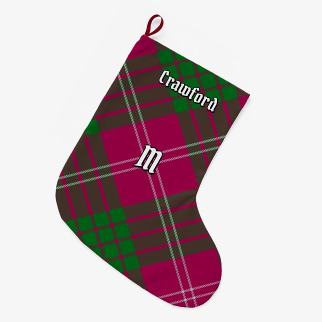 Grande Chaussette De Noël Clan Crawford Tartan Noël Stocker (Devant (Accrochage))