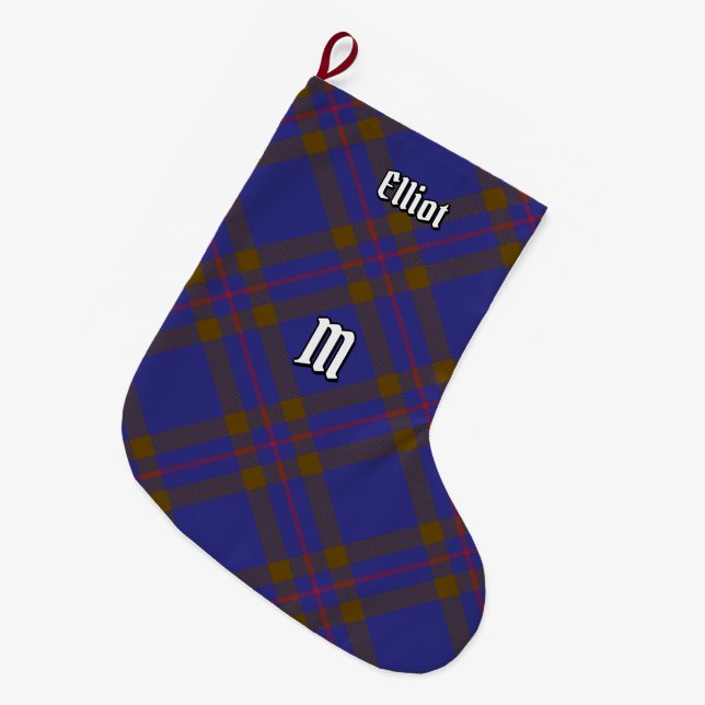 Grande Chaussette De Noël Clan Elliot Tartan moderne Noël Stocker (Devant (Accrochage))