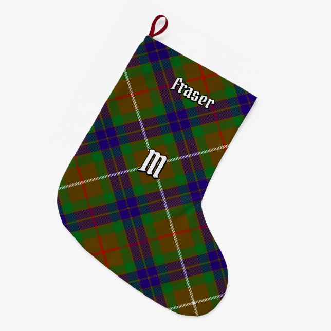 Grande Chaussette De Noël Clan Fraser Chasse Tartan Noël Stocker (Devant (Accrochage))