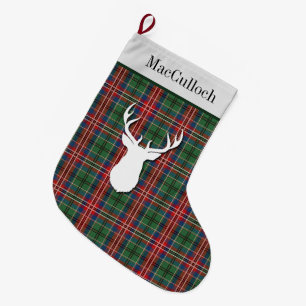 Grande Chaussette De Noël Clan MacCulloch Tartan Vert Rouge Plaid