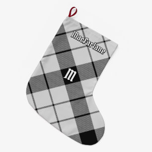 Grande Chaussette De Noël Clan MacFarlane Tartan noir et blanc