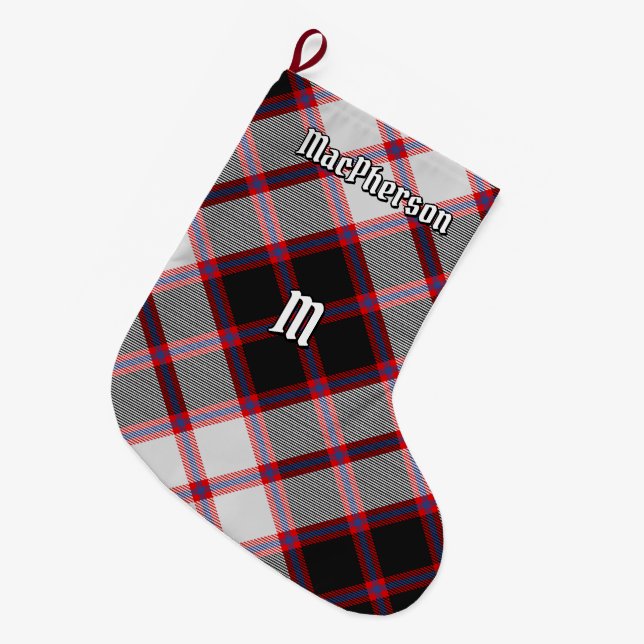 Grande Chaussette De Noël Clan MacPherson Chasse Tartan Noël Stocking (Devant (Accrochage))