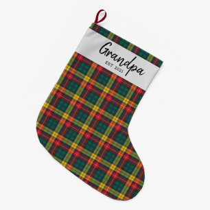 Grande Chaussette De Noël Clan Plaid Buchanan Tartan Check Grand-père