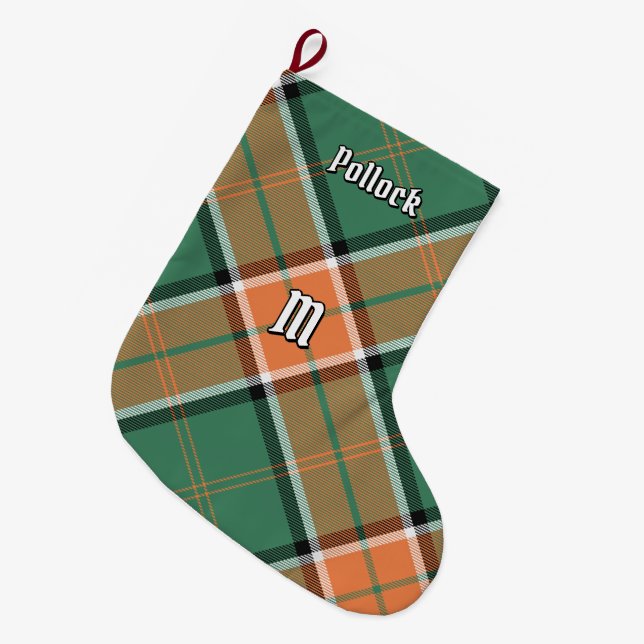 Grande Chaussette De Noël Clan Pollock Tartan Christmas Stocking (Devant (Accrochage))
