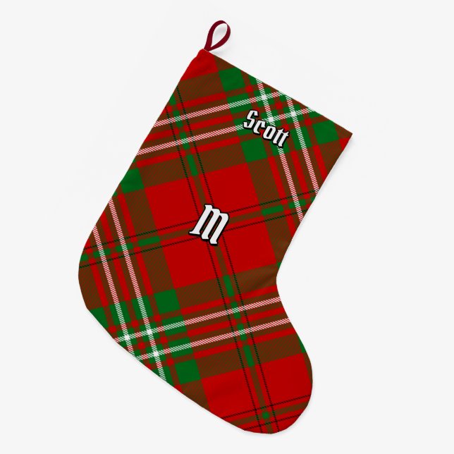 Grande Chaussette De Noël Clan Scott Red Tartan Christmas Stocking (Devant (Accrochage))
