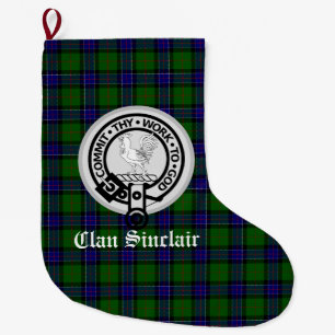 Grande Chaussette De Noël Clan Sinclair Crest Badge & Tartan personnalisable