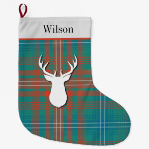 Grande Chaussette De Noël Clan Tartan Personnalisé Wilson Plaid