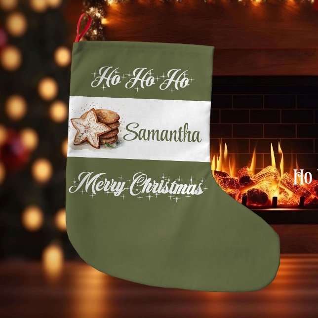 Grande Chaussette De Noël Classic neutral holiday style personalized Xmas (Classic neutral holiday style personalized christmas stocking

)