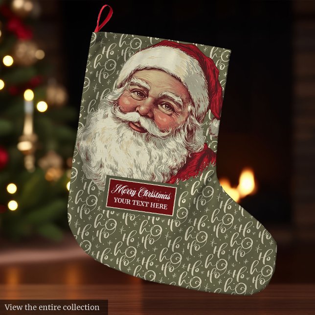Grande Chaussette De Noël Classic Old-Fashioned Père Noël Noël Stocking (Classic Old Fashioned Santa Christmas Stocking Custom)