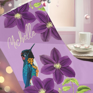 Grande Chaussette De Noël Clematis Fleur de colibri pourpre Jolie Vacances