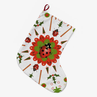 Grande Chaussette De Noël Coccinelle de Noël Rouge, Vert et Blanc