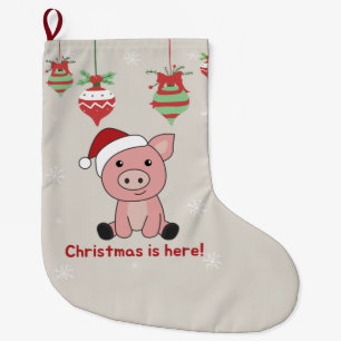 Grande Chaussette De Noël Cochon Joyeux Noël Animaux Cochons Gros Noël S