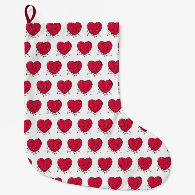 Grande Chaussette De Noël Coeur éclairé (Devant)