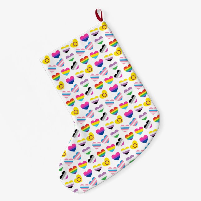 Grande Chaussette De Noël Coeurs de fierté Stocking (Dos (Accrochage))