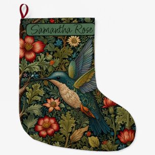 Grande Chaussette De Noël Colibri Art nouveau vintage rétro