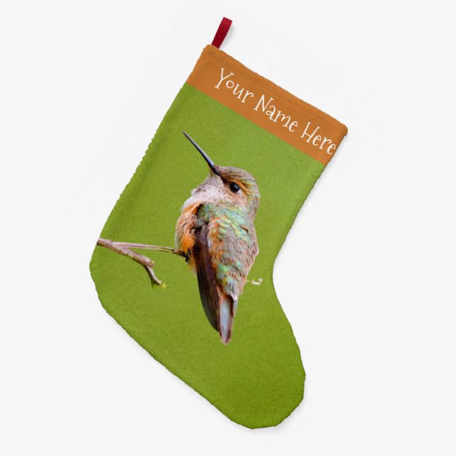 Grande Chaussette De Noël Colibri roux dans la Californie Lilac (Devant (Accrochage))