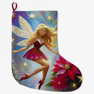 Grande Chaussette De Noël Collection Fée de Noël - Cheveux Blond Miel
