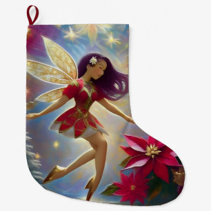 Grande Chaussette De Noël Collection Fée de Noël - Cheveux droits prune