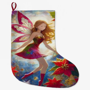 Grande Chaussette De Noël Collection Fée de Noël - Cheveux Roux