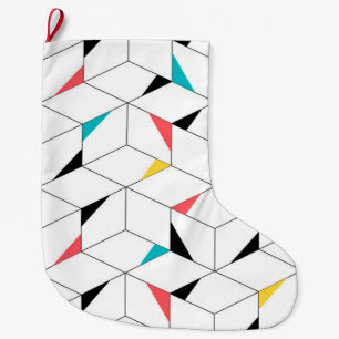 Grande Chaussette De Noël Coloré, moderne, joyeux, des cubes heureux tendanc