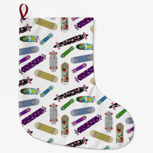 Grande Chaussette De Noël Colorful Skateboard Pattern