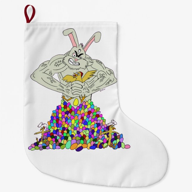 Grande Chaussette De Noël Comment le lapin de Pâques obtient ses oeufs (Devant)