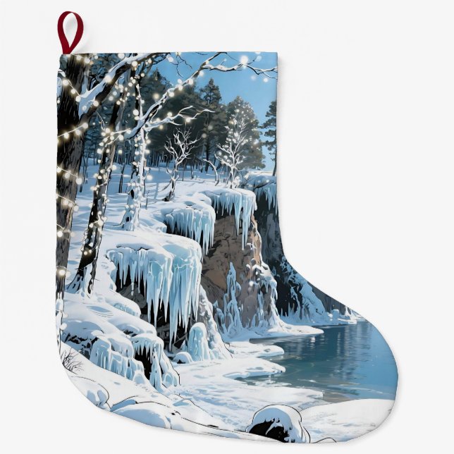 Grande Chaussette De Noël Comté de Door Wisconsin Noël d'hiver  (Devant)