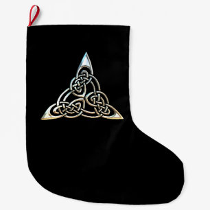 Grande Chaussette De Noël Conception celtique de noeud de spirales noires