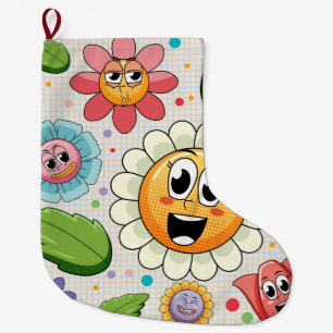 Grande Chaussette De Noël Conception de fond transparente avec des fleurs co