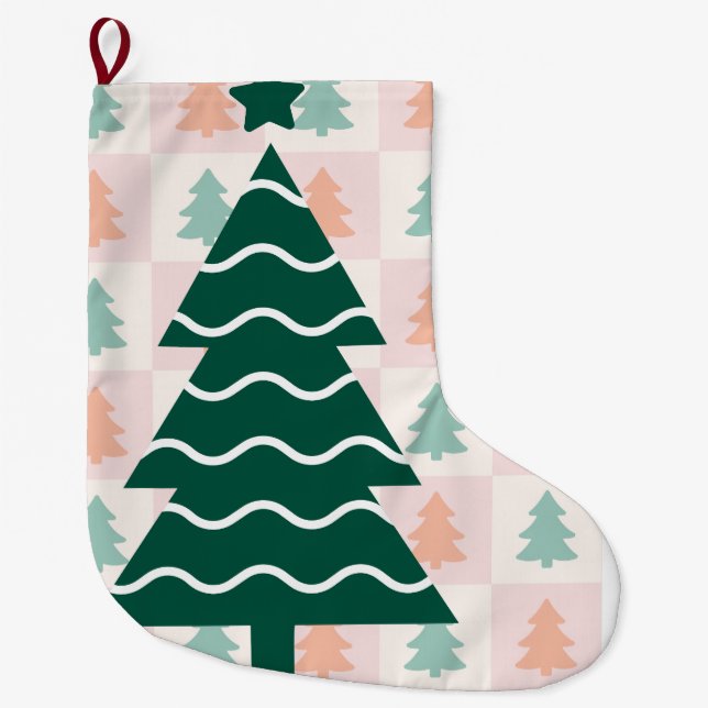 Grande Chaussette De Noël Conception de vacances de rennes mignons et de can (Devant)