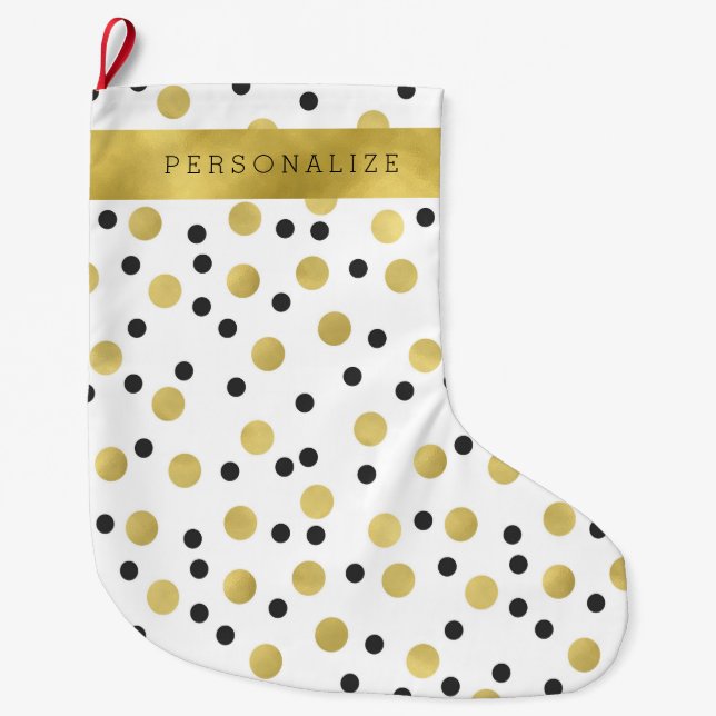 Grande Chaussette De Noël Confetti en or noir (Devant)