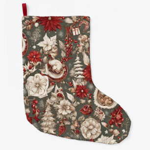 Grande Chaussette De Noël conte de fées fantaisie décorations de Noël, fleur