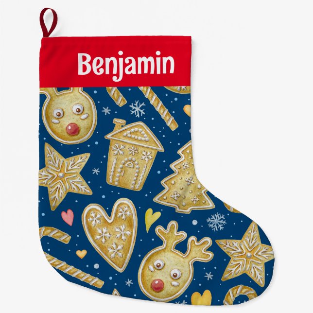 Grande Chaussette De Noël Cookie de Noël customisé (Devant)