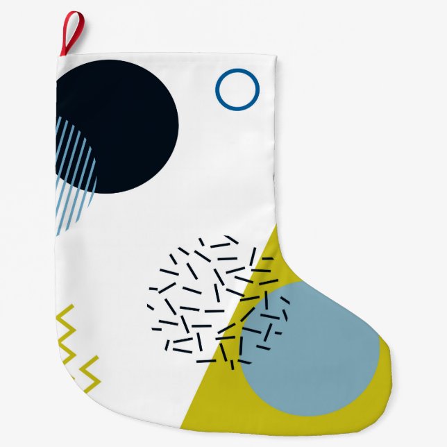 Grande Chaussette De Noël Cool, tendance, moderne, vert Memphis (Devant)