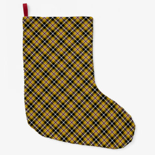 Grande Chaussette De Noël Cornouailles National Tartan Jaune et Noir Plaid