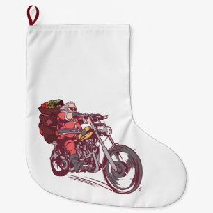 Grande Chaussette De Noël Costume de Noël père Noël Biker pour Invitatiatiat