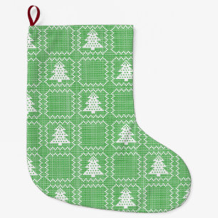 Grande Chaussette De Noël Cosy sapin de Noël affreux pull à damiers motif